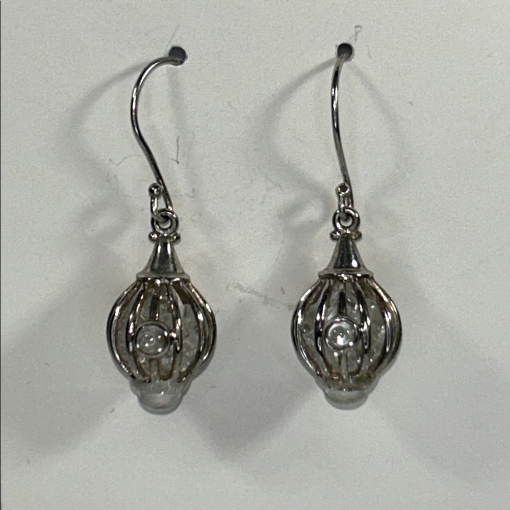 NWOT Sterling Silver Genuine Crystal Quartz Gemstone Earrings By Designer Sajen